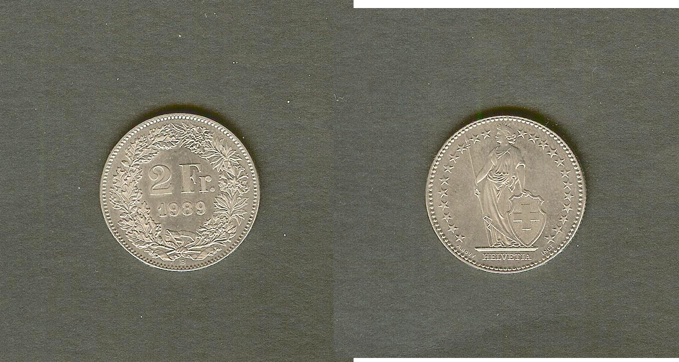 SUISSE 2 Francs Helvetia 1989 Berne SPL